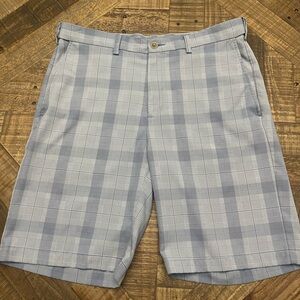 Haggar Light Blue Plaid Flat-Front Men’s Shorts
